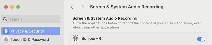 Screen Recording Access